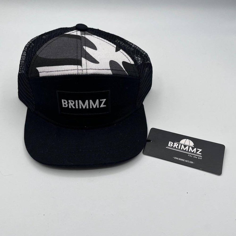 BRIMMZ Toddler Snow‎ Camo Trucker Hat XS Black White Mesh Snapback NWT